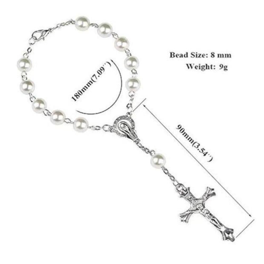 NWT Tateossian Silver Bead Rosary Bracelet Cross Pendant Lobster Clasp